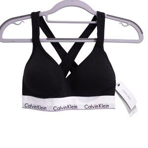 NEW Calvin Klein Modern Cotton Lightly Lined Bralette Size Small Black
